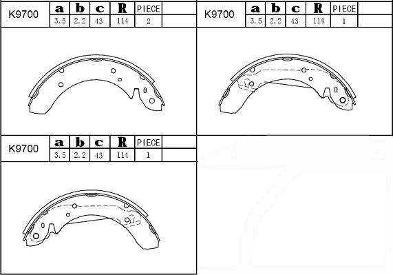 Asimco K9700 - Brake Shoe Set www.autospares.lv