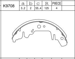 Asimco K9708 - Комплект тормозных колодок, барабанные www.autospares.lv