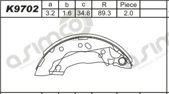 Asimco K9702 - Bremžu loku komplekts www.autospares.lv