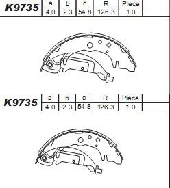 Asimco K9735 - Brake Shoe Set www.autospares.lv