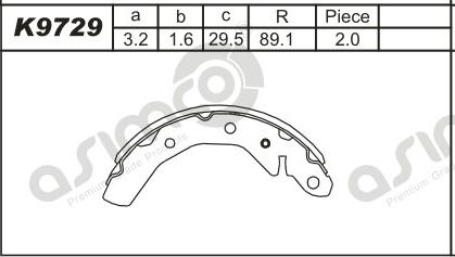 Asimco K9729 - Bremžu loku komplekts www.autospares.lv