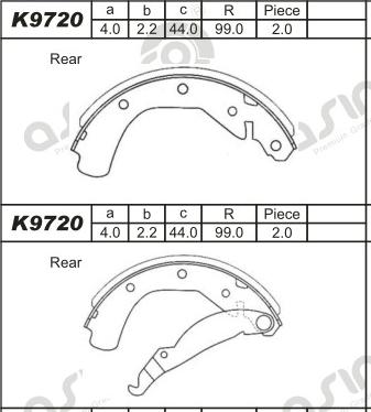 Asimco K9720 - Bremžu loku komplekts autospares.lv