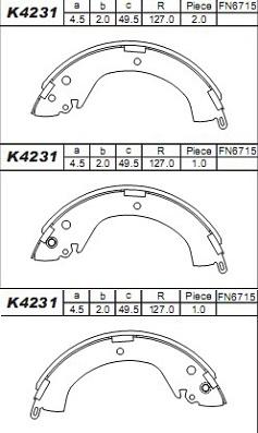 Asimco K4231 - Bremžu loku komplekts www.autospares.lv