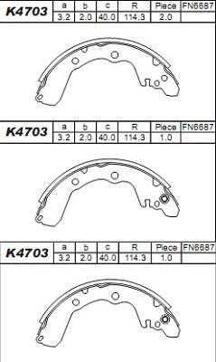 Asimco K4703 - Bremžu loku komplekts autospares.lv