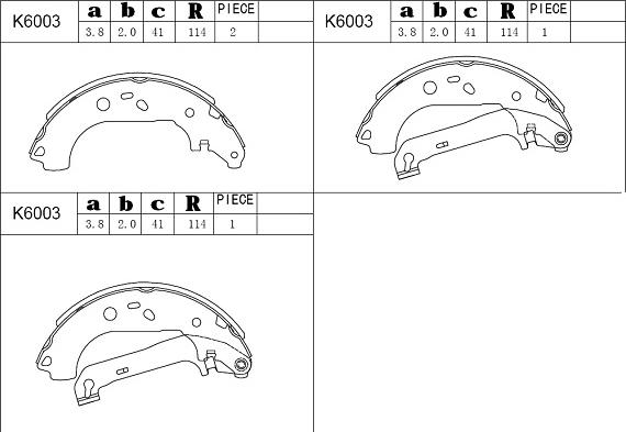 Asimco K6003 - Комплект тормозных колодок, барабанные www.autospares.lv