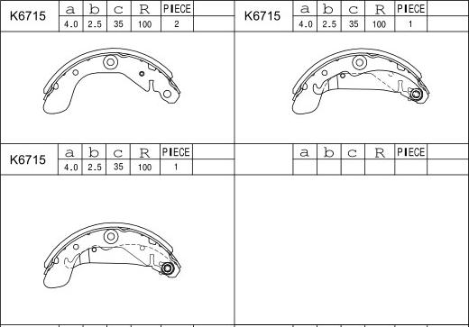 Asimco K6715 - Brake Shoe Set www.autospares.lv