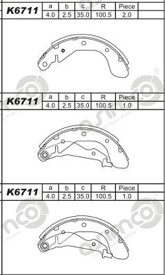 Asimco K6711 - Bremžu loku komplekts www.autospares.lv