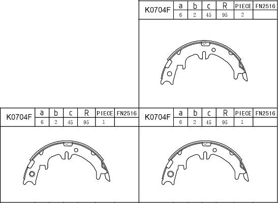 Asimco K0704F - Комплект тормозов, ручник, парковка www.autospares.lv