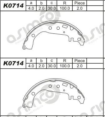 Asimco K0714 - Bremžu loku komplekts autospares.lv