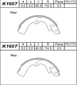 Asimco K1607 - Brake Shoe Set www.autospares.lv