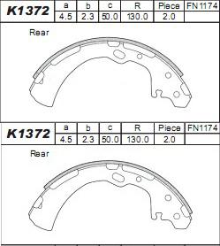 Asimco K1372 - Brake Shoe Set www.autospares.lv