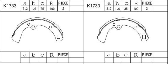 Asimco K1733 - Bremžu loku komplekts www.autospares.lv