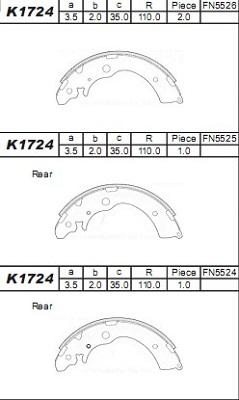 Asimco K1724 - Bremžu loku komplekts autospares.lv