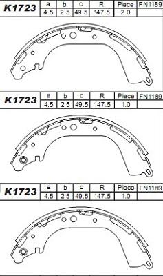 Asimco K1723 - Brake Shoe Set www.autospares.lv