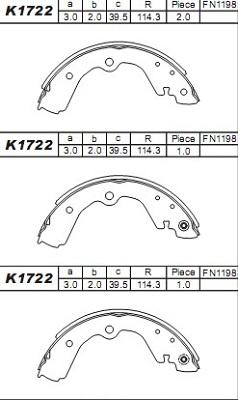 Asimco K1722 - Bremžu loku komplekts autospares.lv