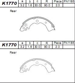 Asimco K1770 - Brake Shoe Set www.autospares.lv