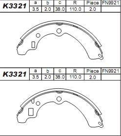 Asimco K3321 - Bremžu loku komplekts www.autospares.lv