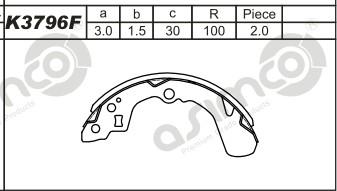 Asimco K3796F - Bremžu loku komplekts www.autospares.lv