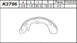 Asimco K3796 - Bremžu loku komplekts www.autospares.lv