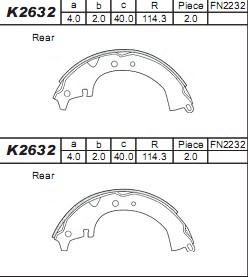 Asimco K2632 - Brake Shoe Set www.autospares.lv