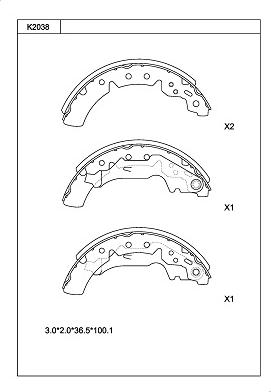 Asimco K2038 - Brake Shoe Set www.autospares.lv