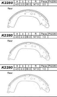 Asimco K2280 - Bremžu loku komplekts www.autospares.lv