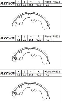 Asimco K2790F - Brake Shoe Set www.autospares.lv