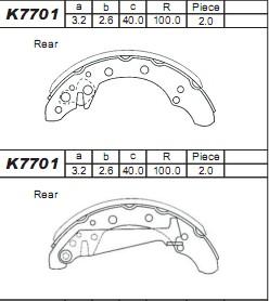 Asimco K7701 - Brake Shoe Set www.autospares.lv