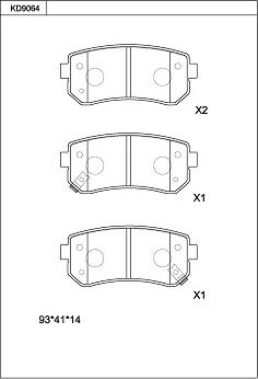 Asimco KD9064 - Brake Pad Set, disc brake www.autospares.lv