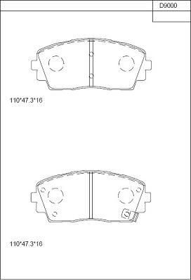 Asimco KD9000 - Тормозные колодки, дисковые, комплект www.autospares.lv