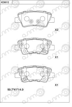 Asimco KD9012 - Bremžu uzliku kompl., Disku bremzes autospares.lv