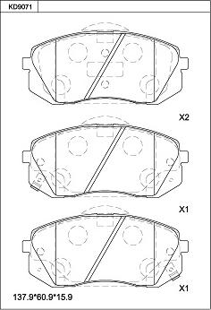 Asimco KD9071 - Тормозные колодки, дисковые, комплект www.autospares.lv