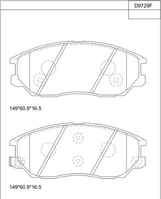 Asimco KD9729F - Bremžu uzliku kompl., Disku bremzes www.autospares.lv