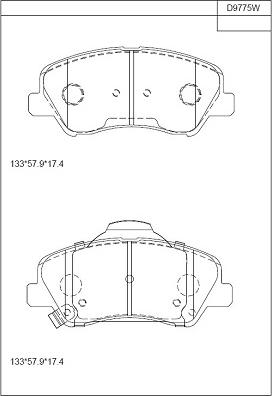 Asimco KD9775W - Тормозные колодки, дисковые, комплект www.autospares.lv