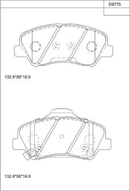 Asimco KD9775 - Тормозные колодки, дисковые, комплект www.autospares.lv