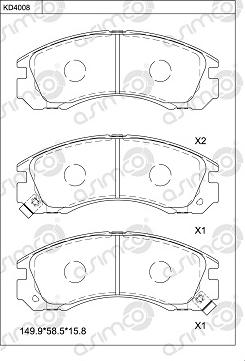 Asimco KD4008 - Bremžu uzliku kompl., Disku bremzes www.autospares.lv