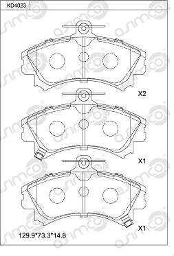 Asimco KD4023 - Bremžu uzliku kompl., Disku bremzes www.autospares.lv