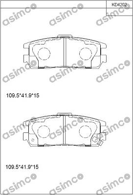 Asimco KD4202 - Bremžu uzliku kompl., Disku bremzes www.autospares.lv