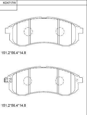 Asimco KD4717W - Bremžu uzliku kompl., Disku bremzes www.autospares.lv