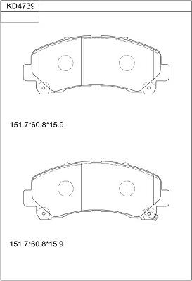 Asimco KD4739 - Bremžu uzliku kompl., Disku bremzes www.autospares.lv