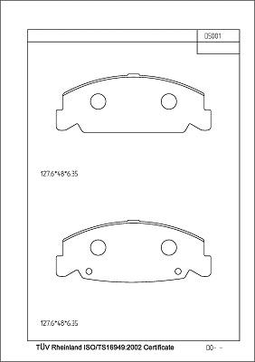 Asimco KD55107 - Bremžu uzliku kompl., Disku bremzes www.autospares.lv