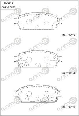 Asimco KD6518 - Bremžu uzliku kompl., Disku bremzes autospares.lv