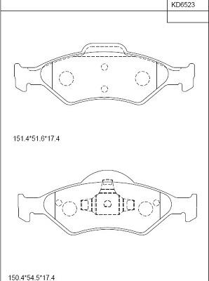 Asimco KD6523 - Тормозные колодки, дисковые, комплект www.autospares.lv