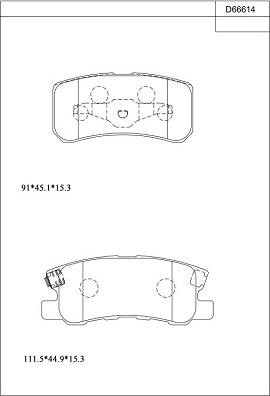 Asimco KD66614 - Bremžu uzliku kompl., Disku bremzes www.autospares.lv