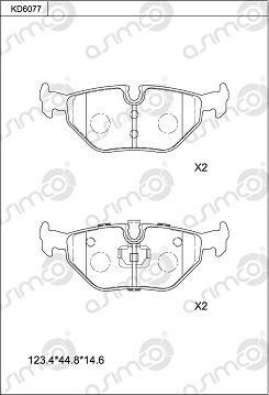 Asimco KD6077 - Bremžu uzliku kompl., Disku bremzes autospares.lv