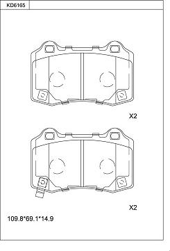 Asimco KD6165 - Тормозные колодки, дисковые, комплект www.autospares.lv