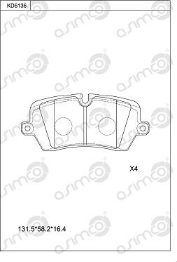 Asimco KD6136 - Bremžu uzliku kompl., Disku bremzes www.autospares.lv