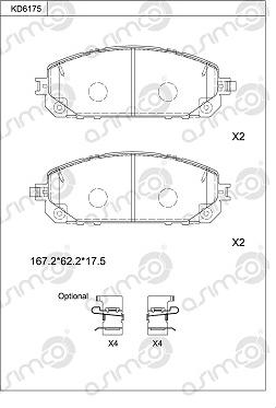 Asimco KD6175 - Bremžu uzliku kompl., Disku bremzes autospares.lv