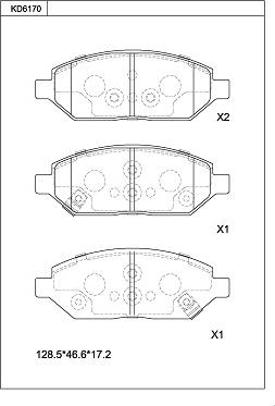 Asimco KD6170 - Тормозные колодки, дисковые, комплект www.autospares.lv