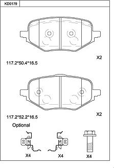 Asimco KD0179 - Тормозные колодки, дисковые, комплект www.autospares.lv